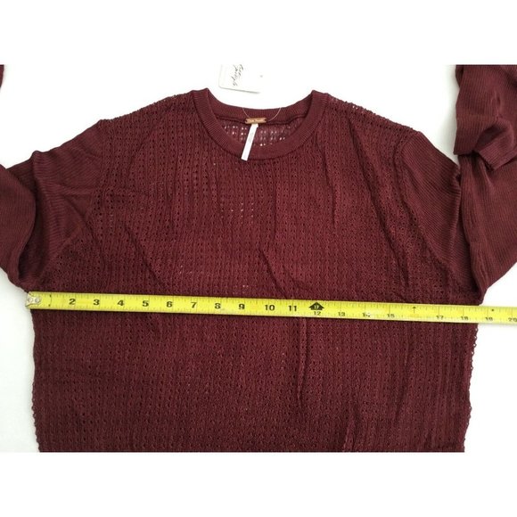 Free People H2o Crew Pullover Sweater $98 Size Large Red Summer Light Layer Top - Picture 4 of 8
